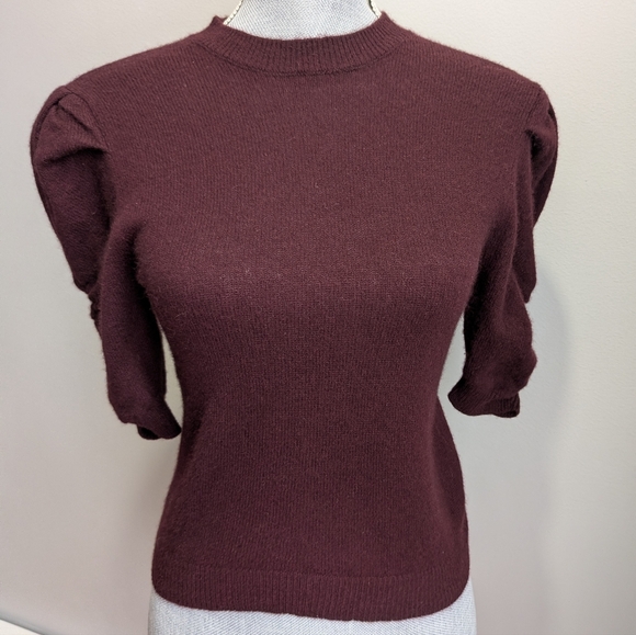 Frame Ruched Puff Sleeve Cashmere Sweater - Picture 2 of 13